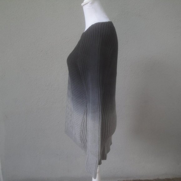 Michael Kors Sweater Women's Large Gray Black Ombre Cable Cotton - Picture 3 of 6